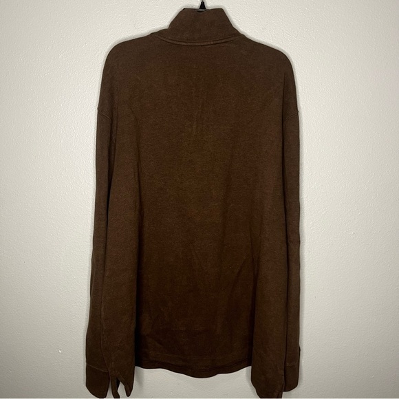 Polo Ralph Lauren 1/4 Zip Pullover Long Sweater Men XXL Brown Pony Logo Casual - Picture 9 of 9
